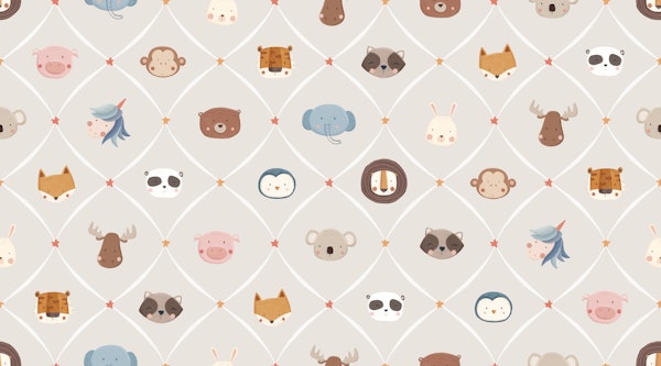 Cute Animal Faces Nursery gray