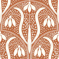 art nouveau snowdrops - terra cotta tapet