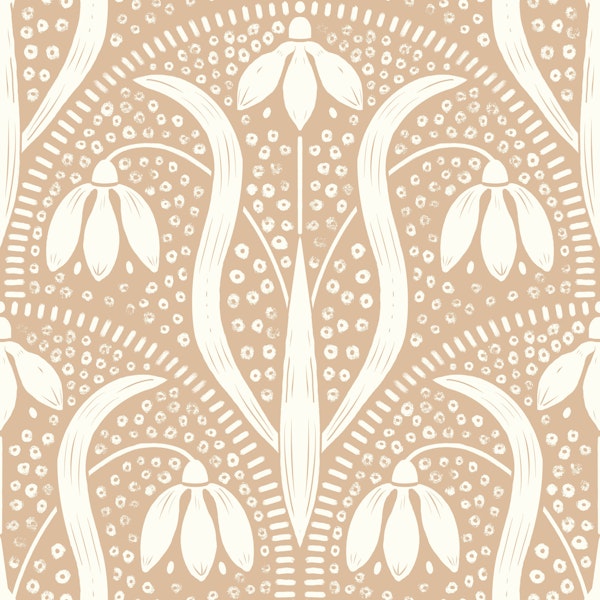 arts and crafts snowdrops - beige