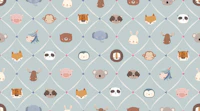 Cute Animal Faces Nursery blue wallpaper