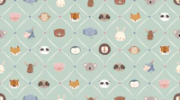 Cute Animal Faces Nursery green wallpaper