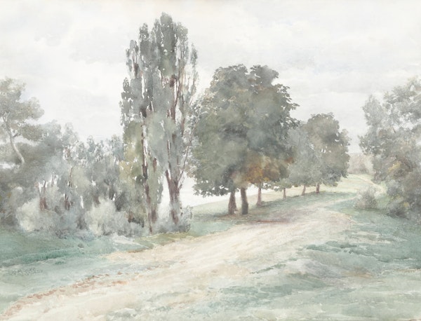 Tranquil Path Watercolor Landscape - muted