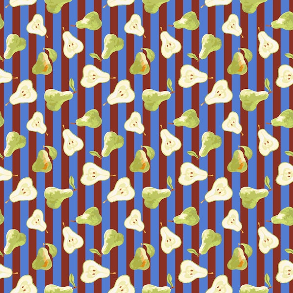Playful Pear Fruit Stripes blue