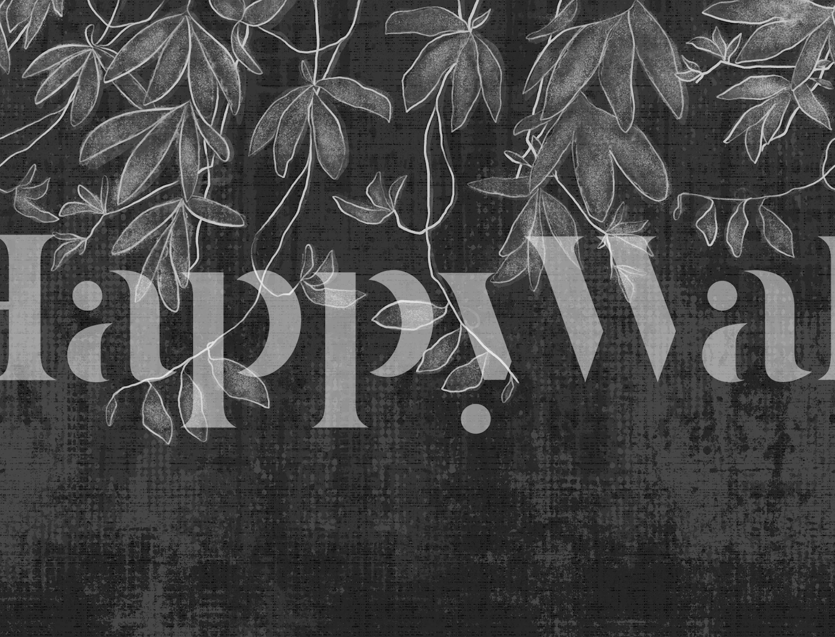 Hanging Garden in Charcoal Grey wallpaper in a room
