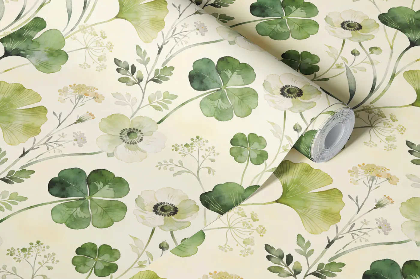 Ginkgo and Wildflower Garden wallpaper roll
