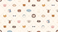 Cute Animal Faces Nursery cream wallpaper