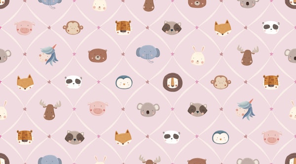 Cute Animal Faces Nursery pink