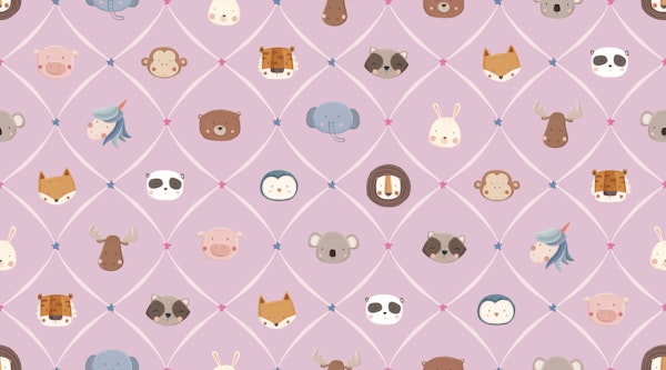 Cute Animal Faces Nursery purple