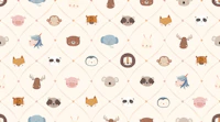 Nursery Animal Faces Seamless cream wallpaper