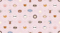 Nursery Animal Faces Seamless pink wallpaper