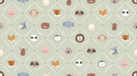 Nursery Animal Faces Seamless pale green wallpaper