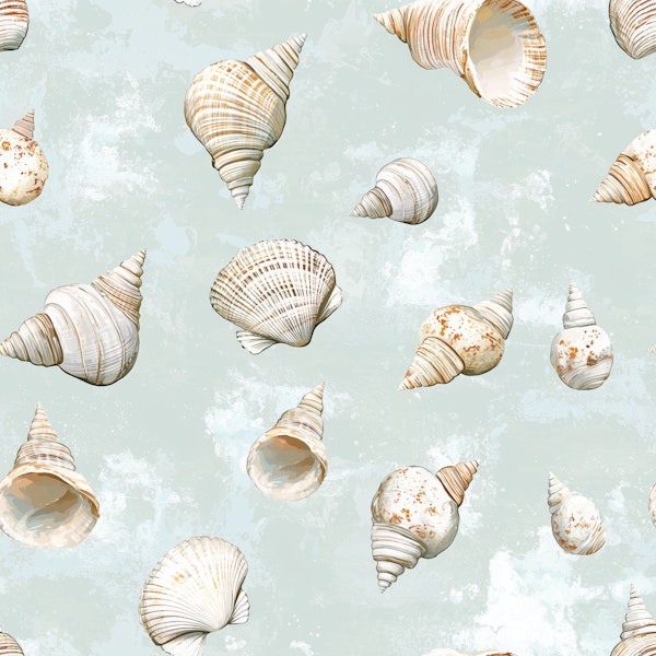 Coastal Seashells on Seafoam Pattern M