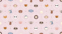 Cute Animal Faces in a diamond shape pink wallpaper