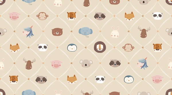 Cute Animal Faces Nursery beige