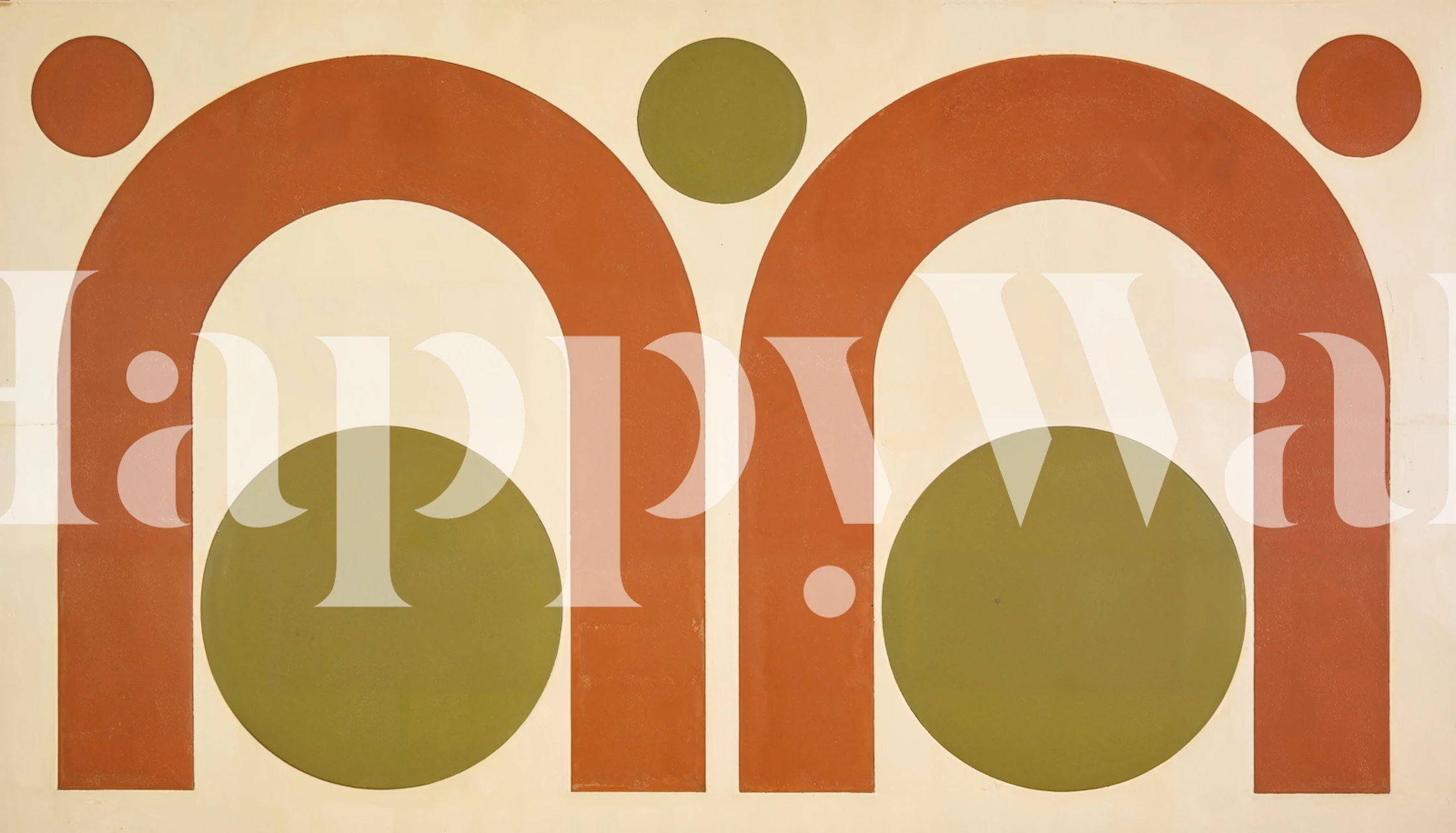 Olive Circles Retro Shapes tapeta v místnosti