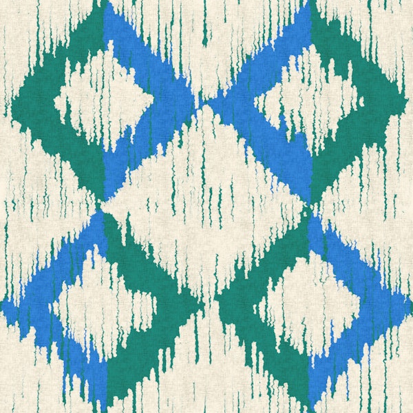 Bold Ikat Rectangles Blue Green Cream Small