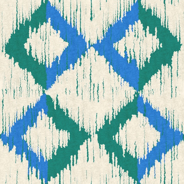 Bold Ikat Rectangles Blue Green Cream Jumbo