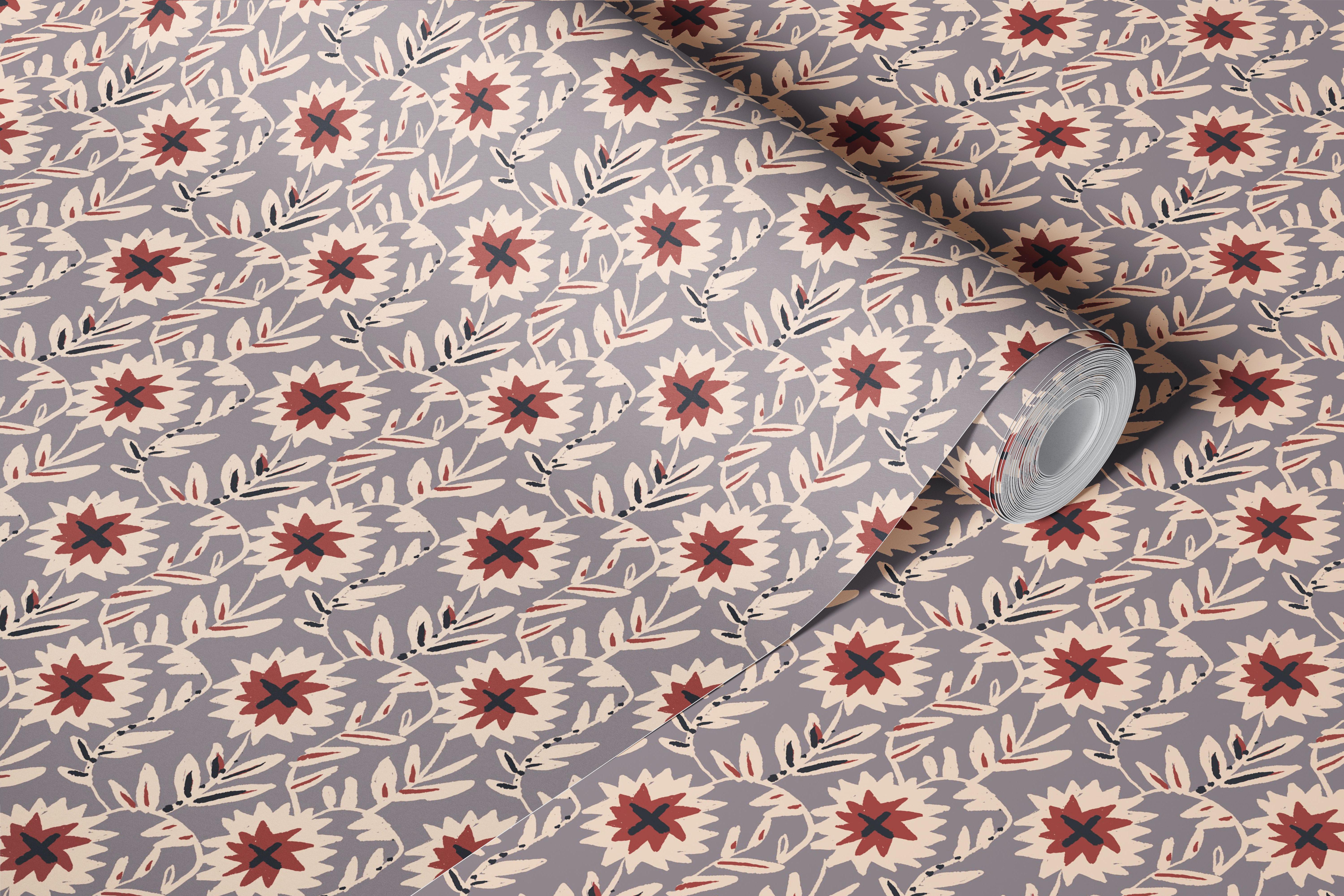 Boho Folk Floral wallpaper in a room