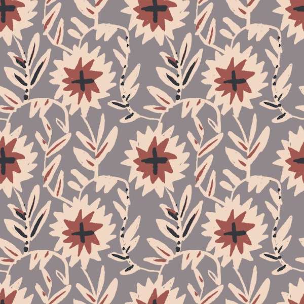 Boho Folk Floral on Taupe