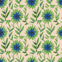 Scandinavian Folk Floral Blue Green wallpaper