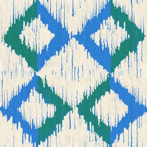 Bold Ikat Rectangles Green Blue Cream Jumbo