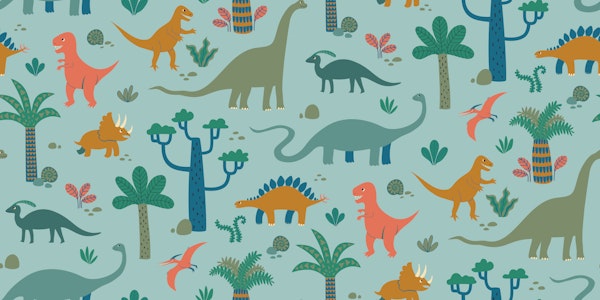 Prehistoric Dinosaur Jungle - sky blue Medium