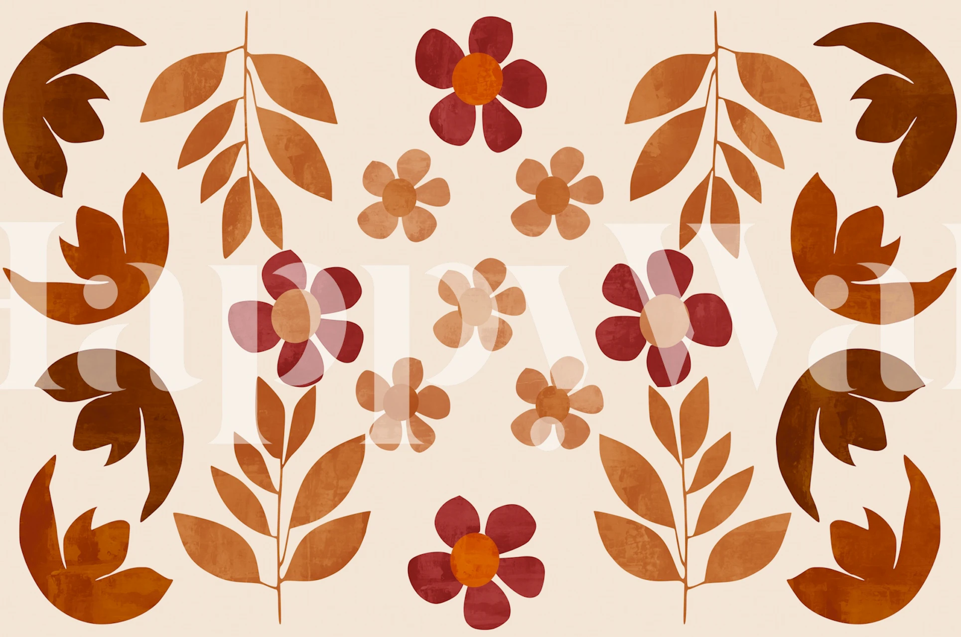 Mid Century Floral Garden wallpaper in a room