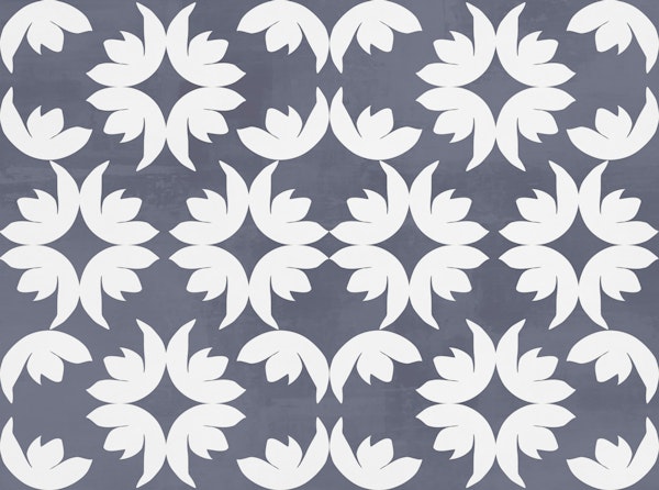 Indigo White Floral Tile