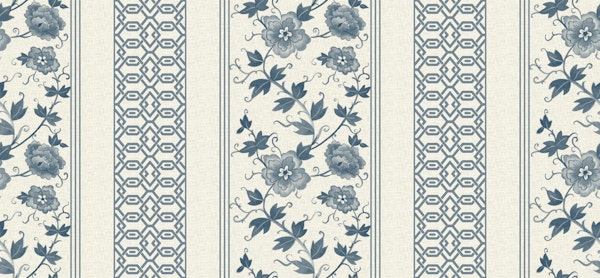Indigo Lattice With Floral Sides