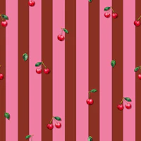 Soft Cherries on Brown Stripes tapeta