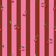 Soft Cherries on Brown Stripes