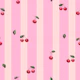 Soft Cherries on Pink Stripes