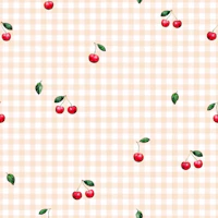 Soft Cherries on Beige Checks tapeta