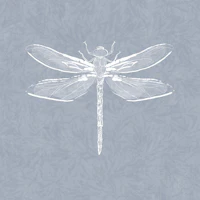 Vintage Dragonfly & Foliage - Misty Blue wallpaper