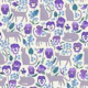Pansies Cats and Forget-me-nots - cream L