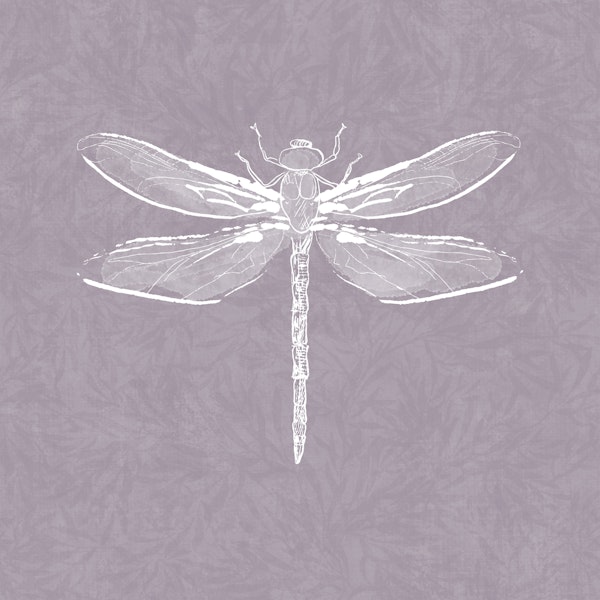 Vintage Dragonfly & Foliage - Mauve