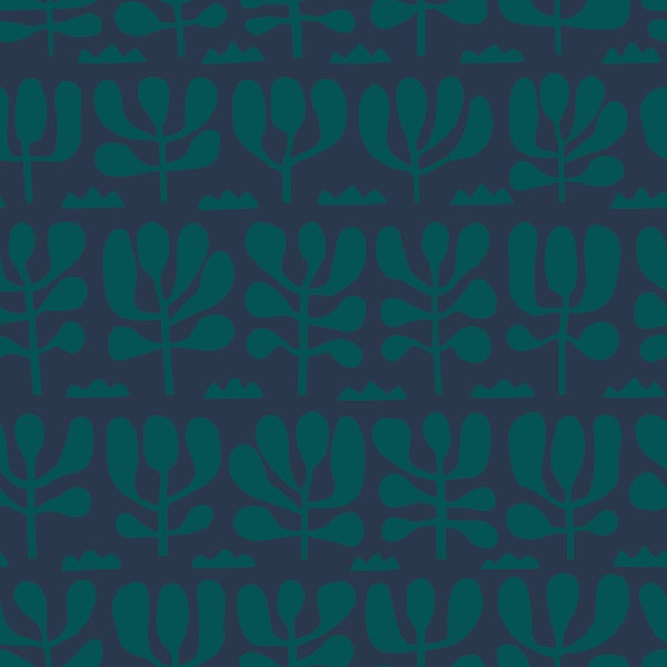 Organic Garden - emerald on navy - M