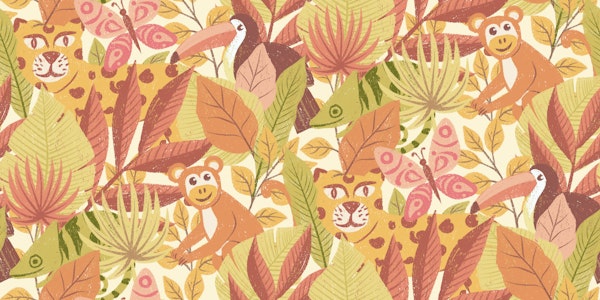 Jumbo Playful Jungle Animals Muted Tones