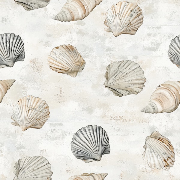Seashells in Soft Beige Pattern M