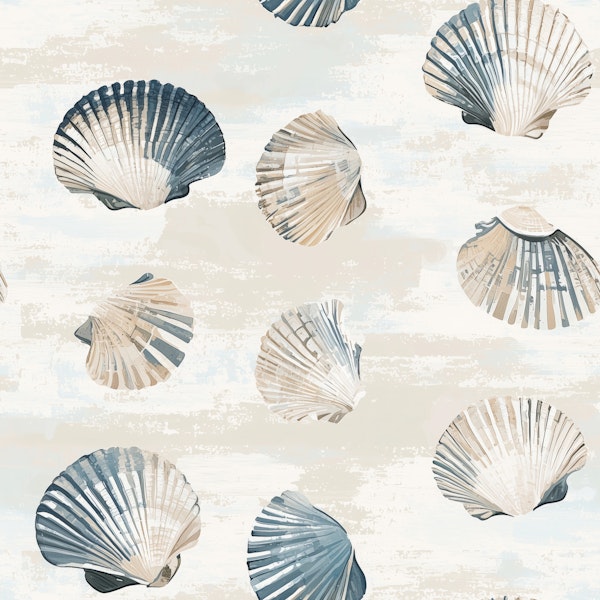 Seashell Scatter on Beach Sand Pattern M