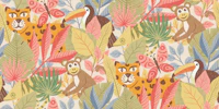 Large Playful Jungle Animals Colorful Nursery behang
