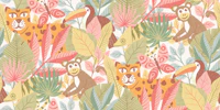 Jumbo Whimsical Jungle Animals Pastel Nursery behang