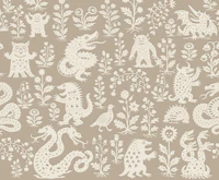 Playful Mythical beats beige wallpaper