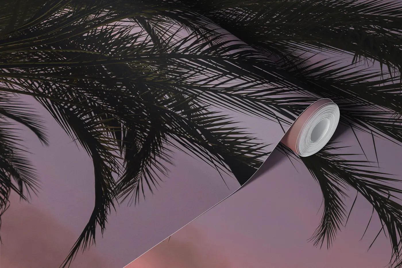 Pink Purple Caribbean Sunset Palm Tree 1 wallpaper roll