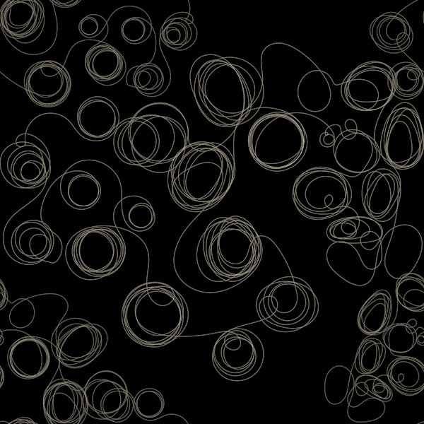 Golden Scribble Circles on Black