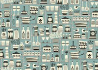 retro kitchen - faded blue tapeta