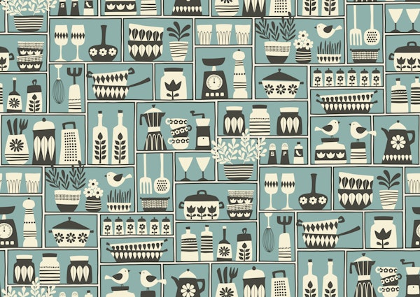 retro kitchen - faded blue