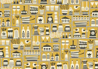 retro kitchen - mustard yellow tapeta