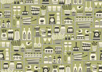 retro kitchen - olive green tapeta