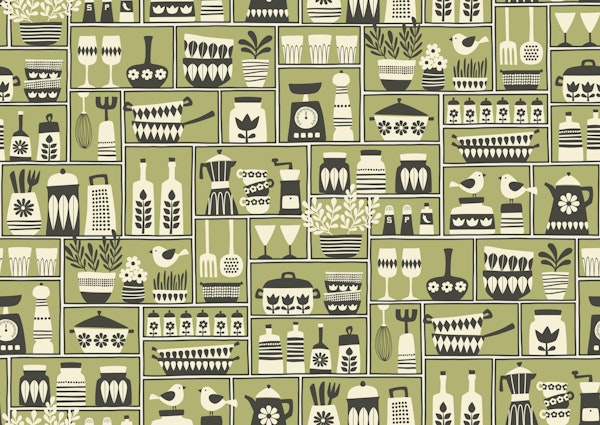 retro kitchen - olive green